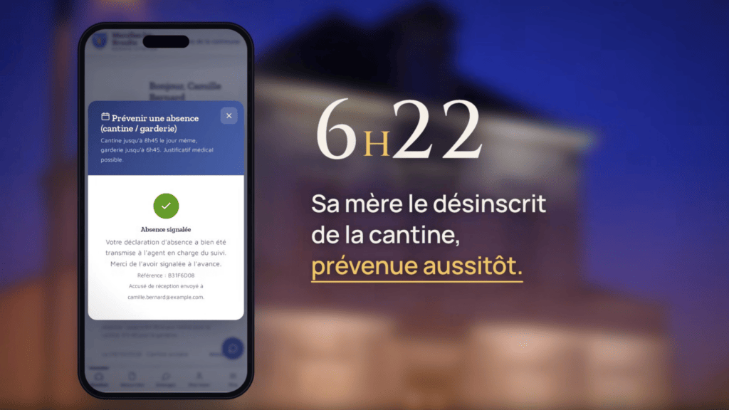 Les parents peuvent désormais signaler l’absence de leur enfant jusqu’à 8 h 30 le matin // Source : Mairie de Marolles-les-Braults