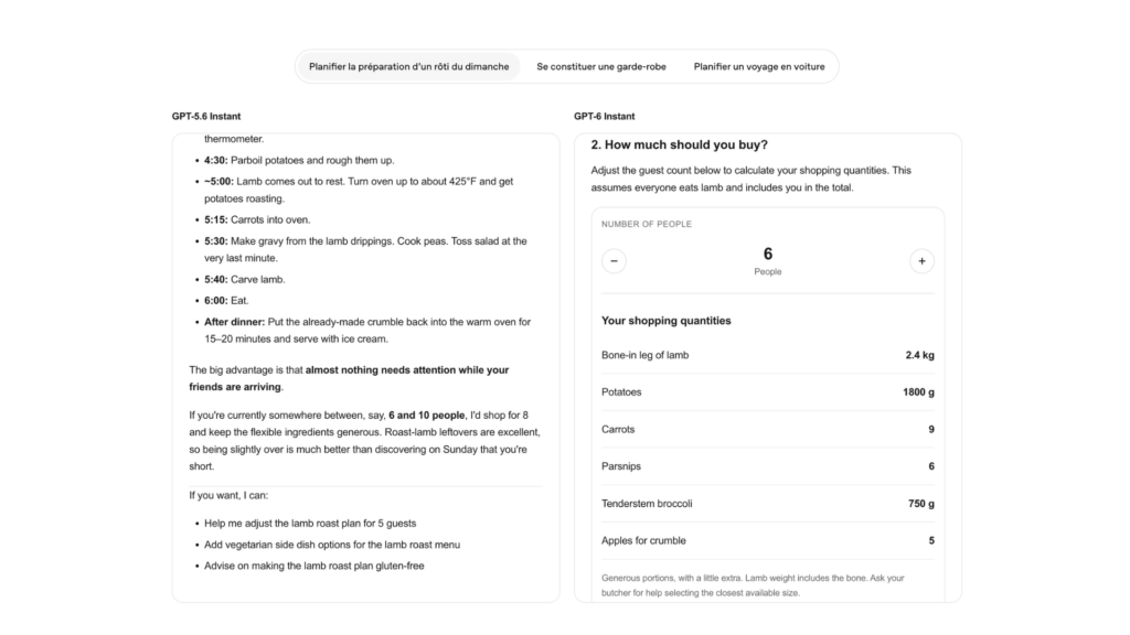 Un bouton pour ajuster la recette // Source : OpenAI Un bouton pour ajuster la recette // Source : OpenAI