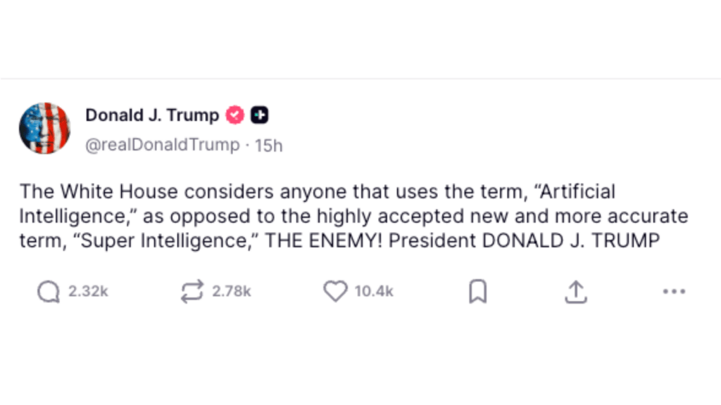 Pour Donald Trump, c'est SI ou rien. // Source : Truth Social 