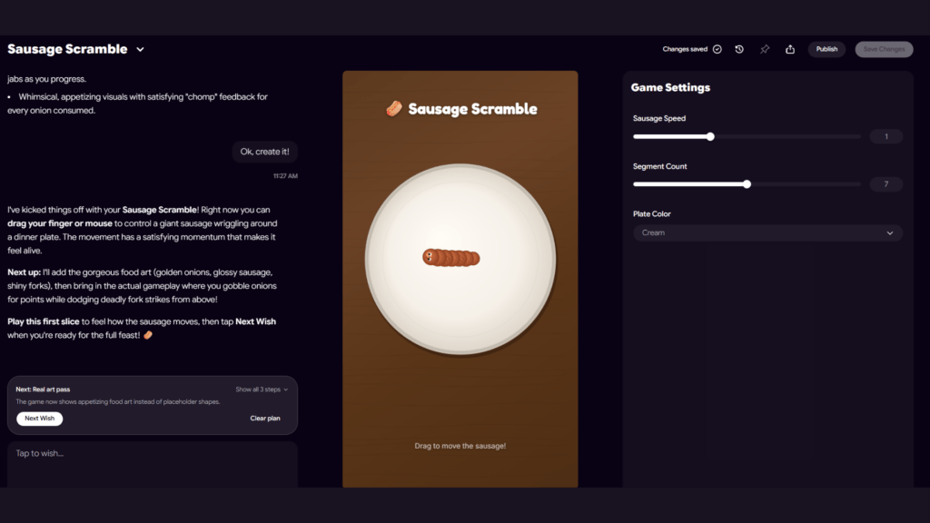 Astrocade m'a bricolé un jeu avec une saucisse en moins de 2 minutes... // Source : Astrocade