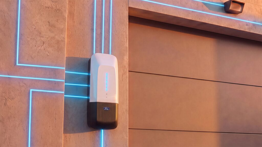 Future borne Ford pour la charge bidirectionnelle // Source : Ford Future borne Ford pour la charge bidirectionnelle // Source : Ford