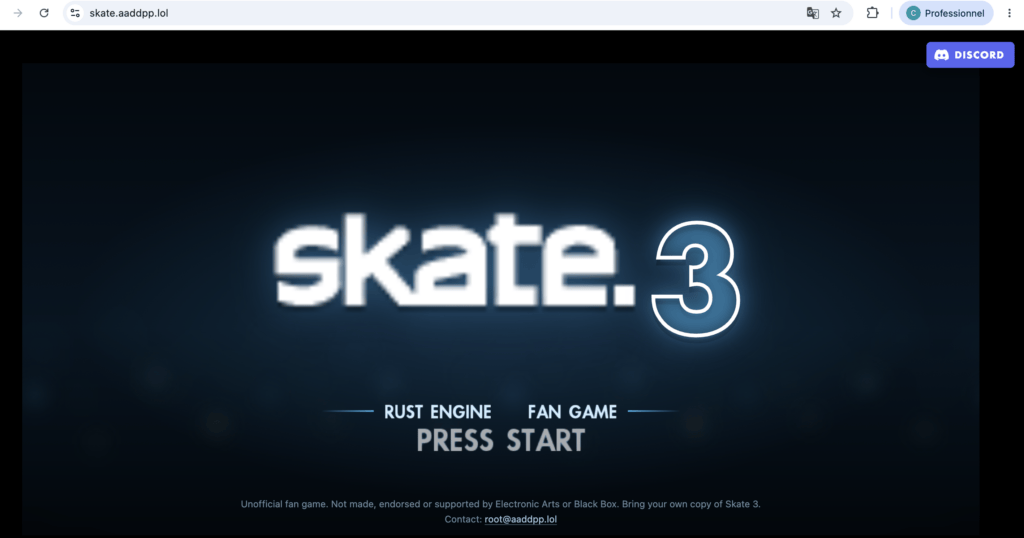 Skate 3 sur Safari // Source : EA Skate 3 sur Safari // Source : EA