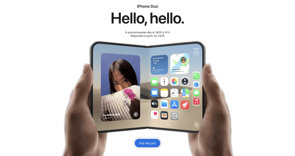 La page de l'iphone Duo fixe le rendz-vous à 14 h