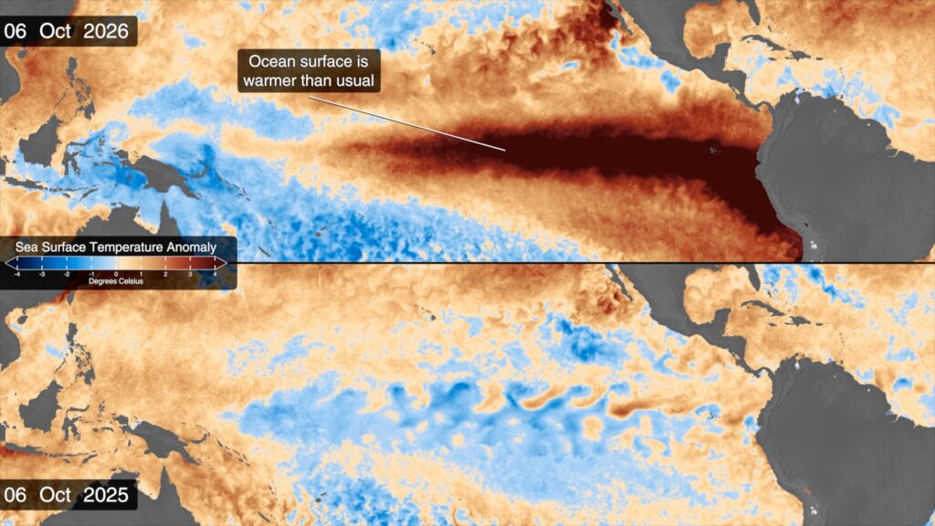 Températures de surface de la mer entre 2025 et 2026. // Source : NASA's Scientific Visualization Studio Températures de surface de la mer entre 2025 et 2026. // Source : NASA's Scientific Visualization Studio