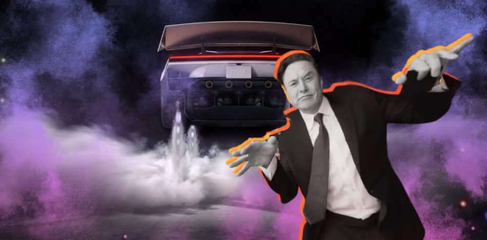 Elon Musk et le Tesla Roadster // Source : Montage Numerama Elon Musk et le Tesla Roadster // Source : Montage Numerama