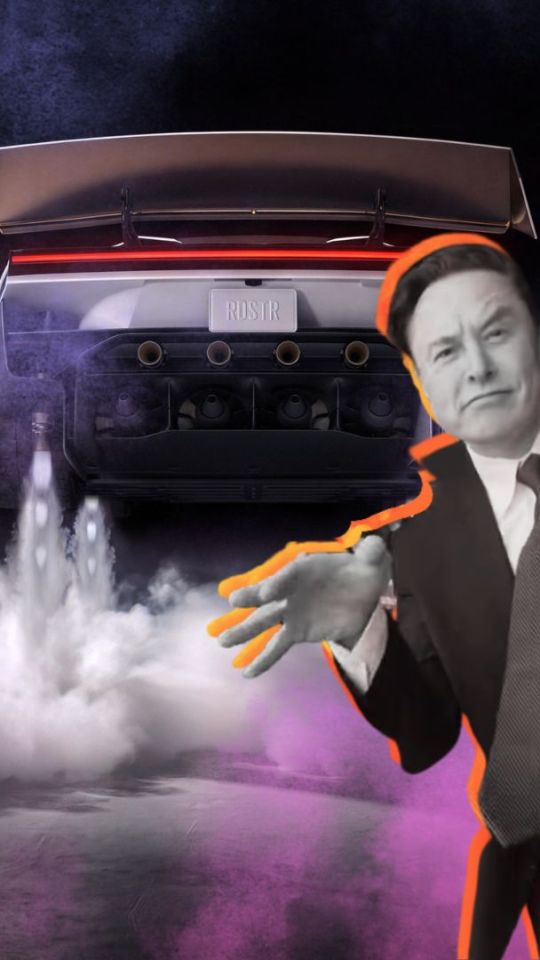 Elon Musk et le Tesla Roadster // Source : Montage Numerama Elon Musk et le Tesla Roadster // Source : Montage Numerama