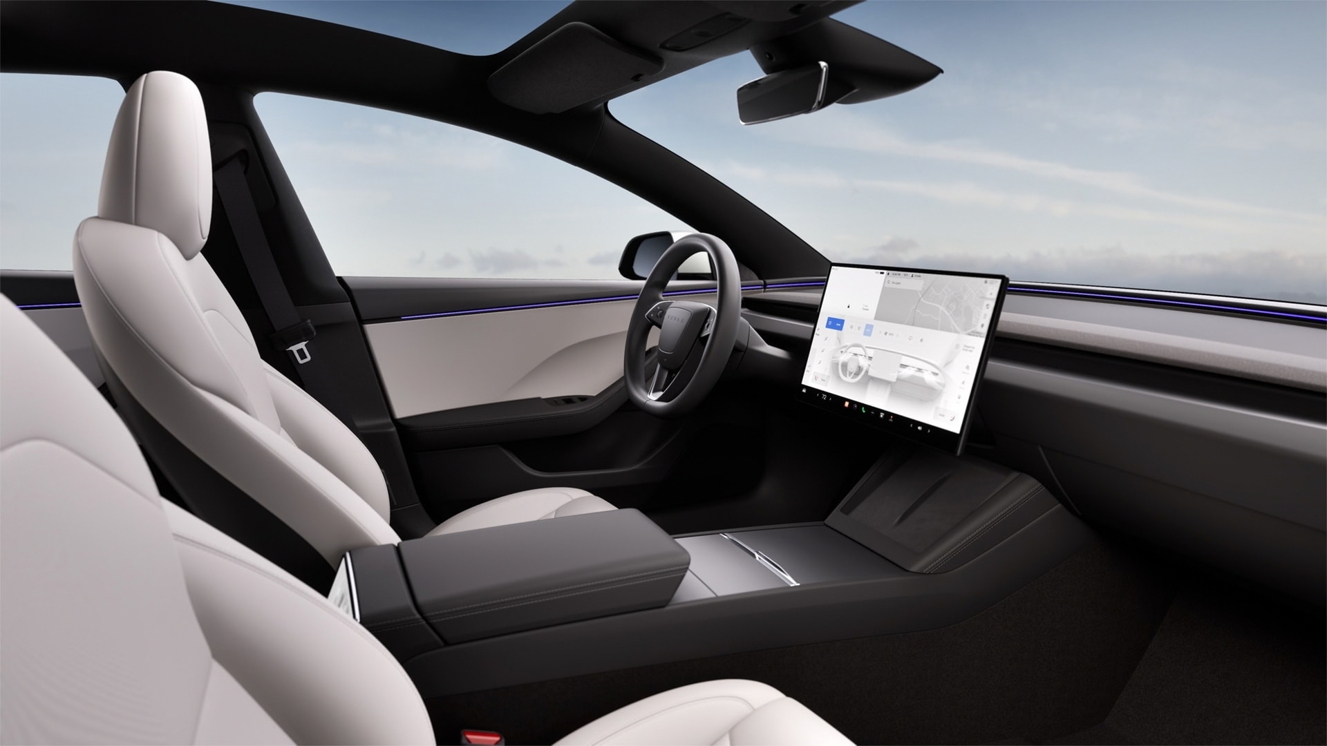 L'intérieur de la Tesla Model 3 après les évolutions 2026.