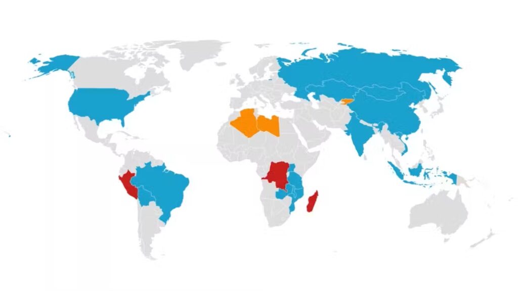 Répartition des cas de peste dans le monde. Répartition des cas de peste dans le monde.
