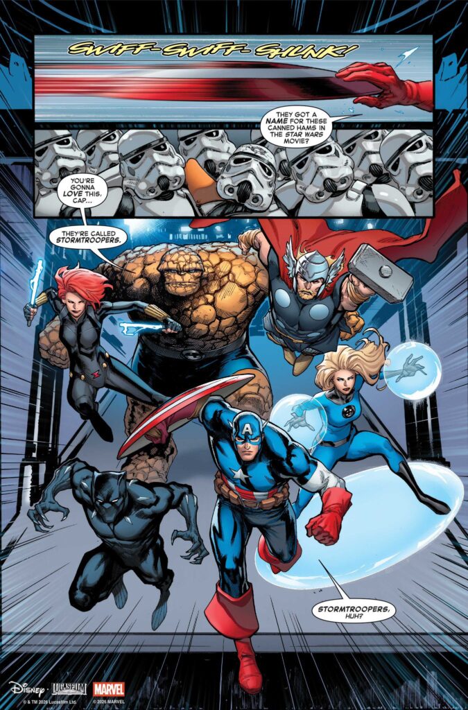 Captain America charge les stromtroopers // Source : Marvel Captain America charge les stromtroopers // Source : Marvel