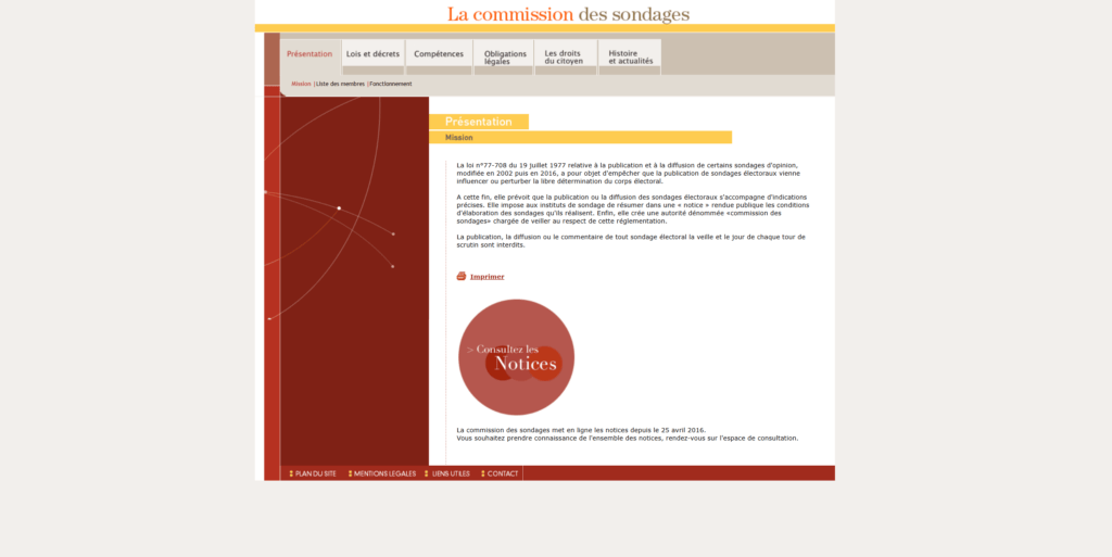 Le site de la comission des sondages Le site de la comission des sondages