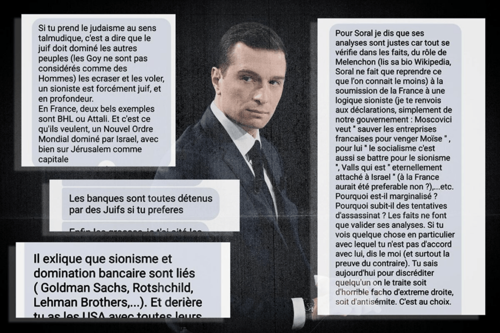 Jordan Bardella affirme que ces captures d'écran sont des montages, mais l'existence des fichiers txt avec les messages d'origine confirme que quelqu'un a bien envoyé ces messages en 2013. Reste à prouver qu'il s'agit de Jordan Bardella. Jordan Bardella affirme que ces captures d'écran sont des montages, mais l'existence des fichiers txt avec les messages d'origine confirme que quelqu'un a bien envoyé ces messages en 2013. Reste à prouver qu'il s'agit de Jordan Bardella.