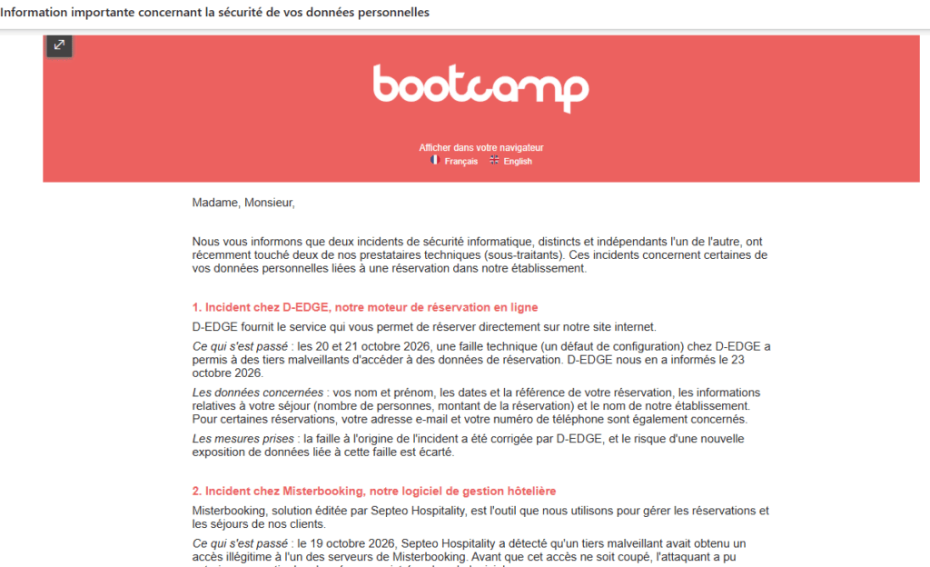 Mail reçu par une journaliste de Numerama // Source : Capture d'écran Mail reçu par une journaliste de Numerama // Source : Capture d'écran