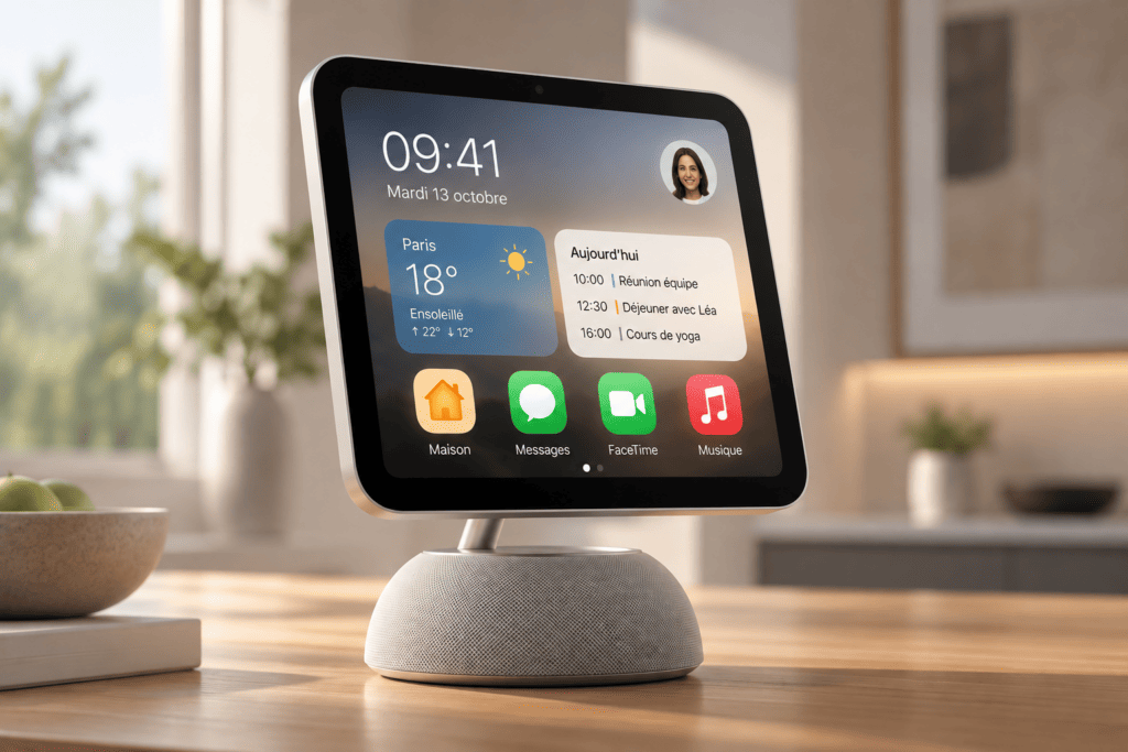 Rendu du Apple Home Hub, réalisé avec ChatGPT Images. Rendu du Apple Home Hub, réalisé avec ChatGPT Images.