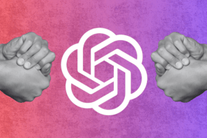 OpenAI bras de fer // Source : montage Numerama OpenAI bras de fer // Source : montage Numerama