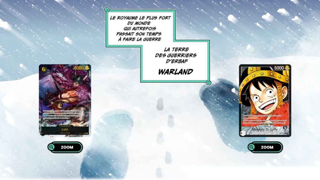 Un exemple de cartes de l’extension OP-17, avec Loki et le Leader Luffy.