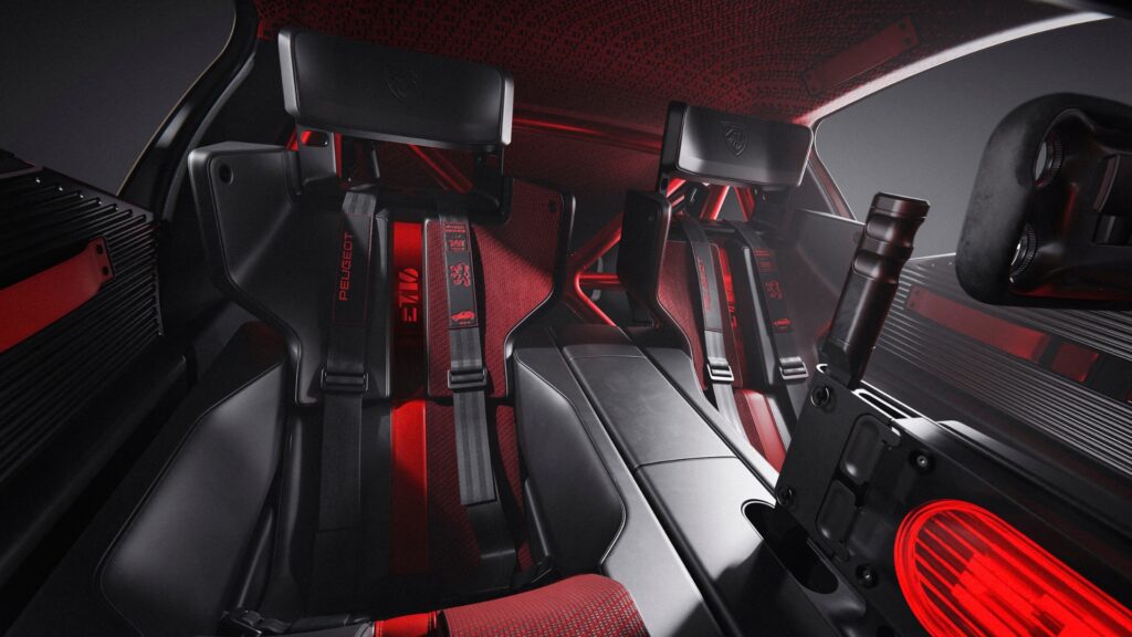 Les sièges baquets dans la Peugeot E-T16 Concept. // Source : Peugeot Les sièges baquets dans la Peugeot E-T16 Concept. // Source : Peugeot