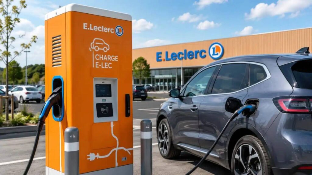 Borne de recharge Leclerc // Source : Michel Edouard Leclerc Borne de recharge Leclerc // Source : Michel Edouard Leclerc