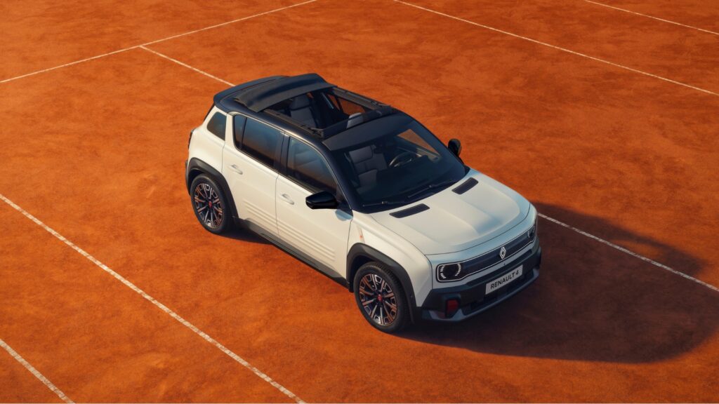 La Renault 4 E-Tech Roland-Garros. // Source : Renault La Renault 4 E-Tech Roland-Garros. // Source : Renault