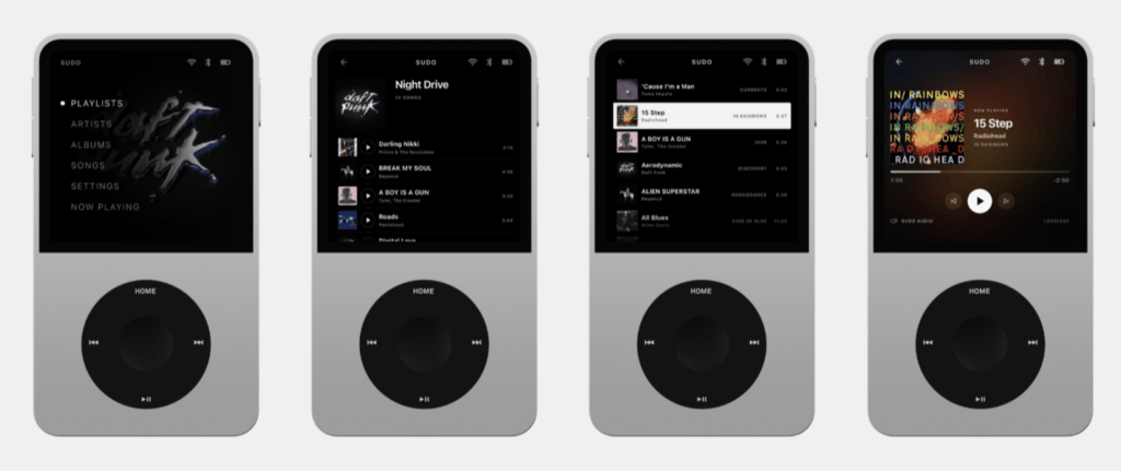 L'interface de Sudo rappelle un peu Spotify, mais il ne s'agit pas de l'app officielle. Il s'agit probablement de simples rendus. L'interface de Sudo rappelle un peu Spotify, mais il ne s'agit pas de l'app officielle. Il s'agit probablement de simples rendus.