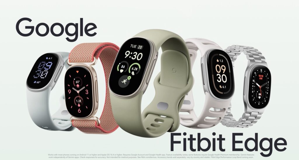 Google Fitbit Edge et ses différents bracelets. // Source : Google Google Fitbit Edge et ses différents bracelets. // Source : Google