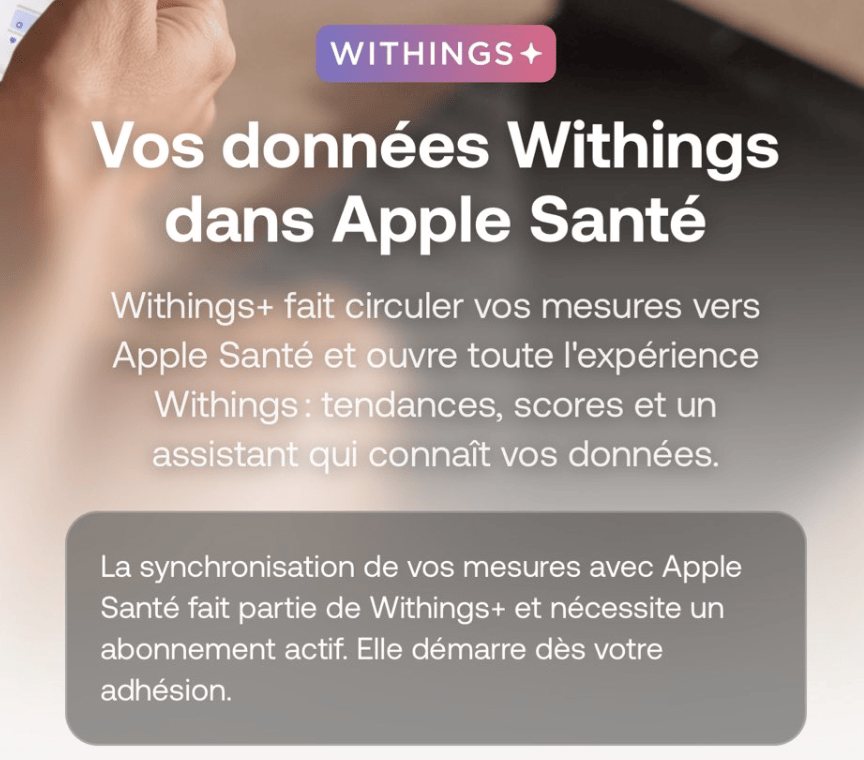 Le menu pour synchroniser ses données vers Apple Santé incite à payer. Le menu pour synchroniser ses données vers Apple Santé incite à payer.