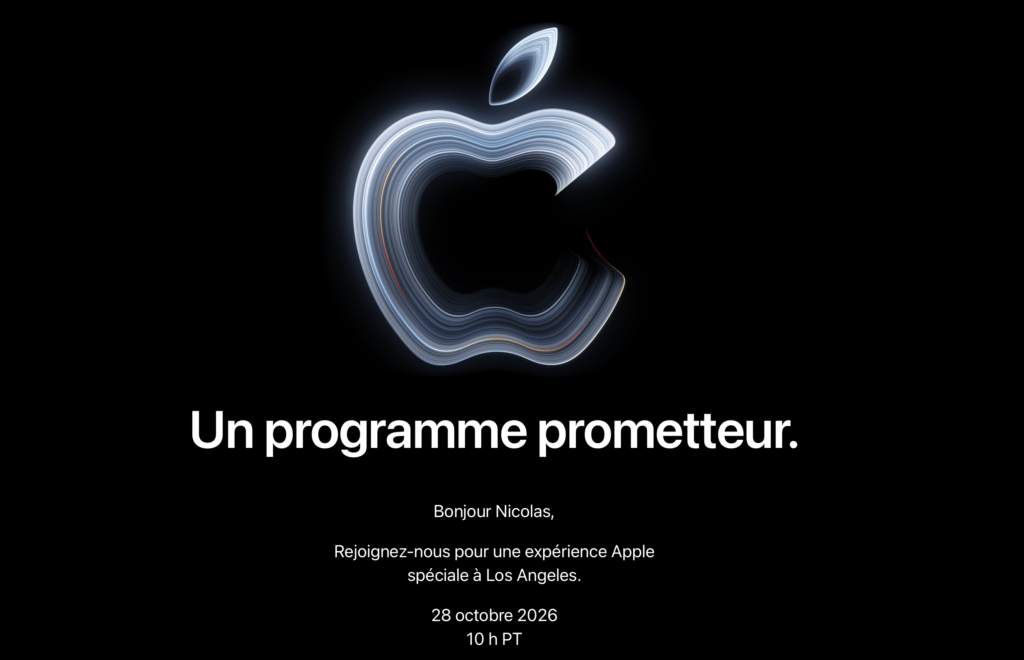Le carton d'invitation de la conférence Apple du 28 octobre. Le carton d'invitation de la conférence Apple du 28 octobre.
