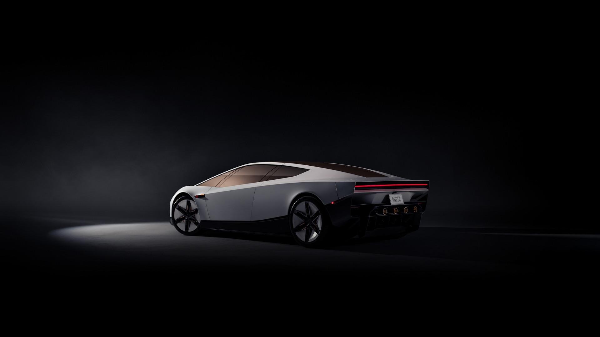 Le Tesla Roadster de 3/4 arrière (fermé)