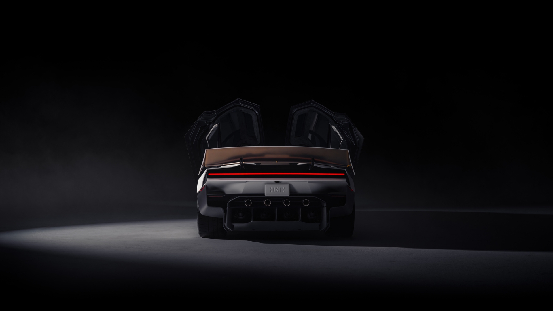 Le Tesla Roadster de dos (ouvert)