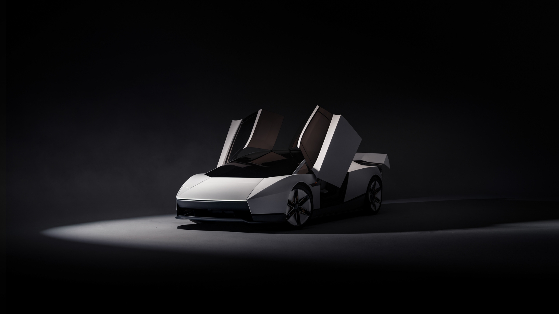 Le Tesla Roadster de 3/4 avant (ouvert)